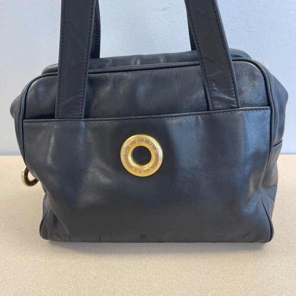 Celine Vintage Black Calfskin Leather Ring Buckle Bag - Preowned - Picture 1 of 14